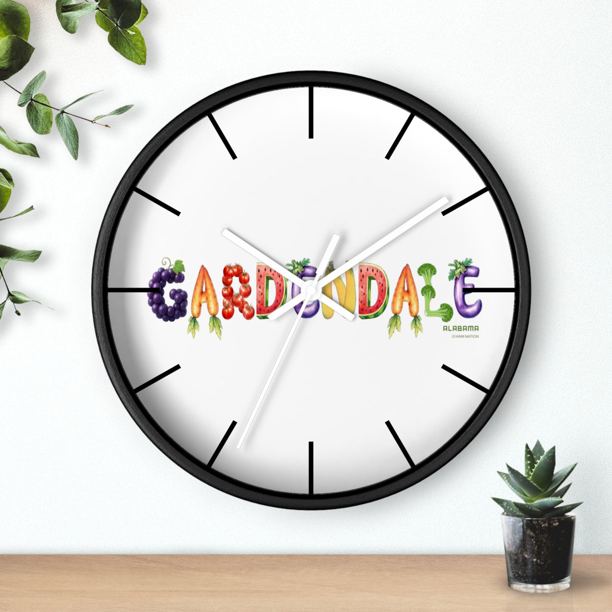 Gardendale Wall Clock — Colorful Garden Lettering Decorative Clock