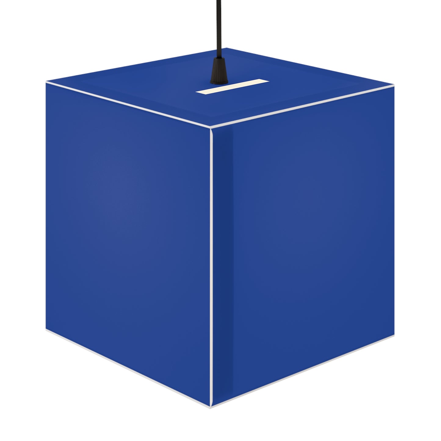 Blue Cube Pendant Lamp — Minimal Modern Light Cube with 'Burning' Logo
