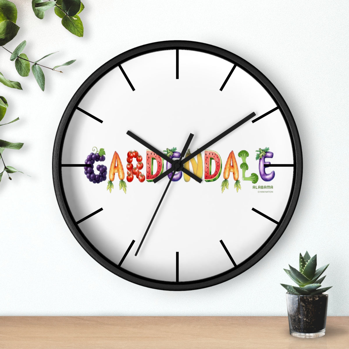Gardendale Wall Clock — Colorful Garden Lettering Decorative Clock