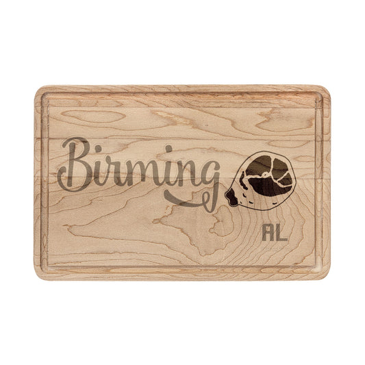 Birmingham Engraved Wooden Cutting Board – City Map & Script Design (AL)