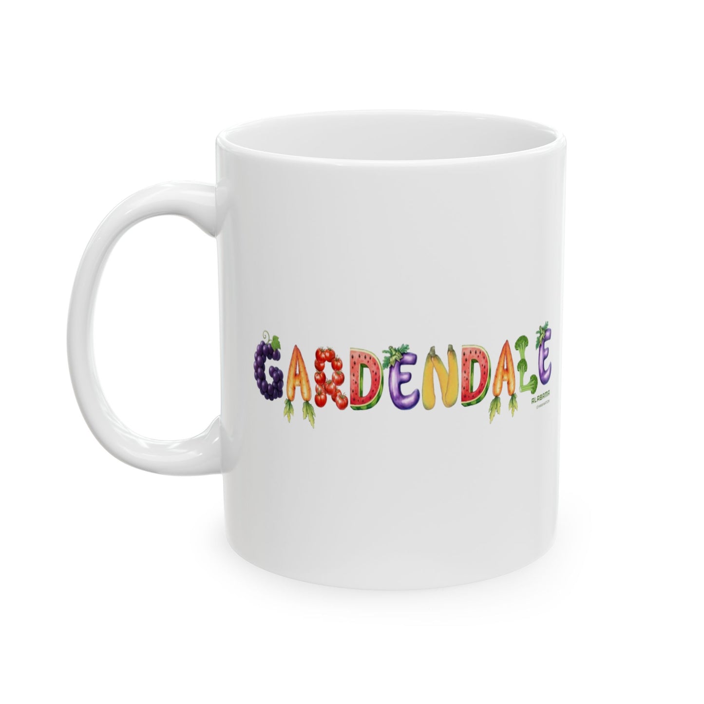 Gardeners Coffee Mug – Colorful Fruit & Veggie Lettering Coffee Cup (11oz)