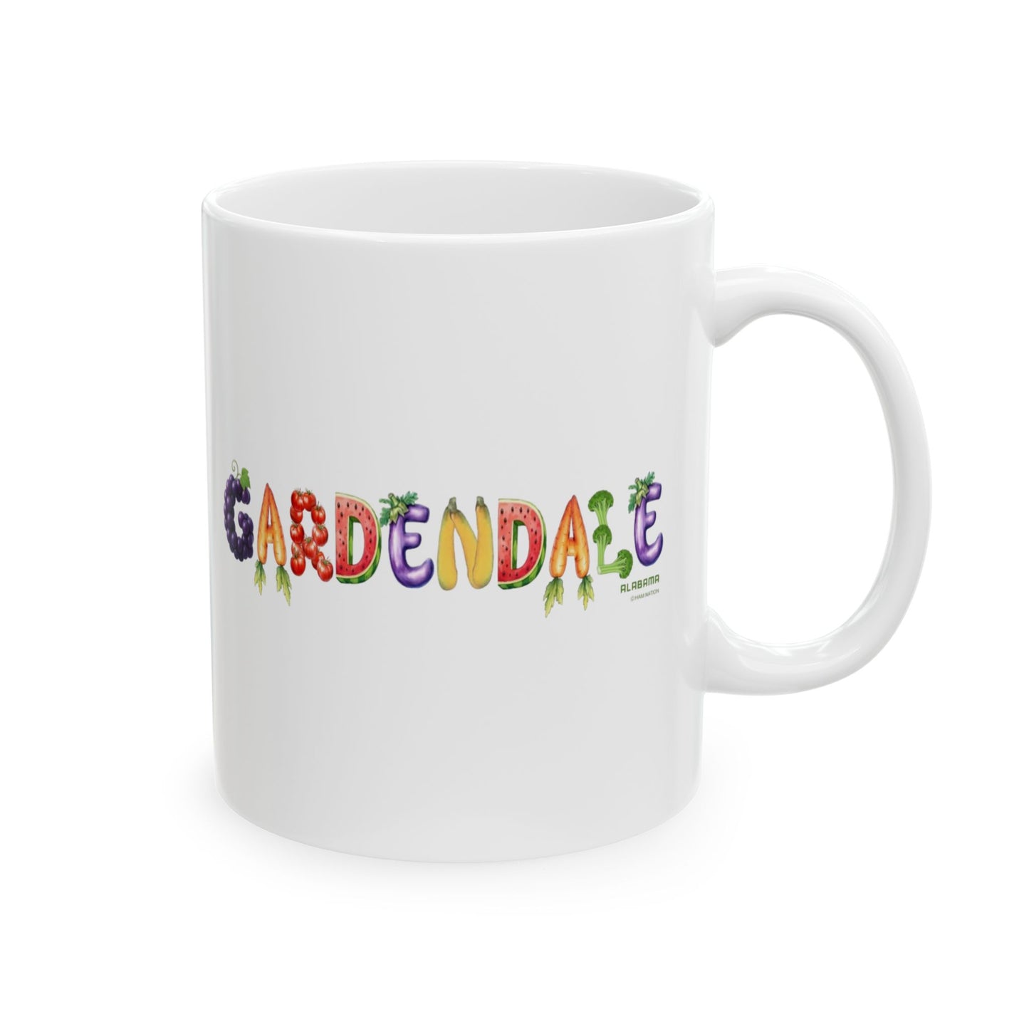 Gardeners Coffee Mug – Colorful Fruit & Veggie Lettering Coffee Cup (11oz)